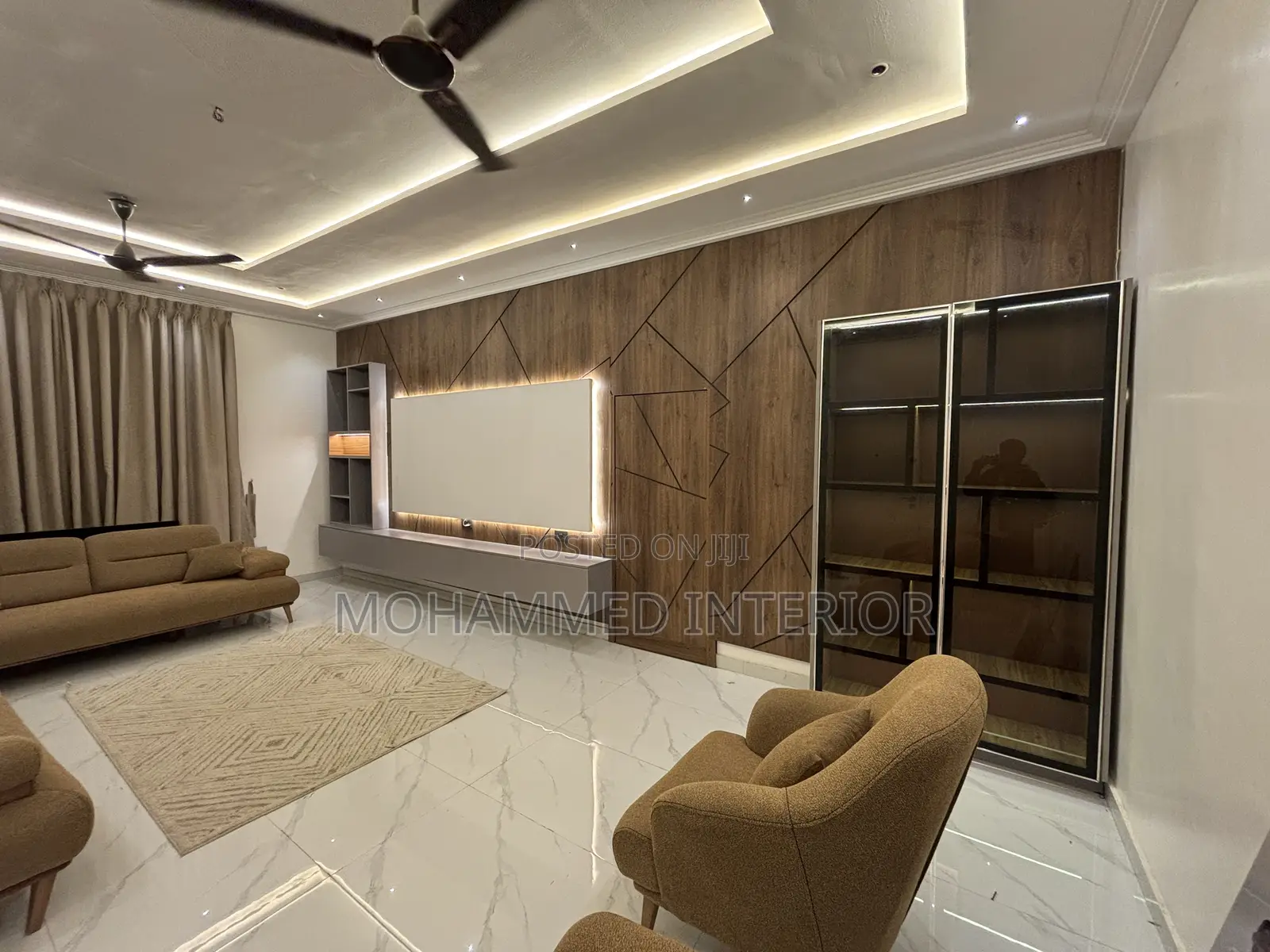 Modern Floating Tv Console Wall Cladding Design In Ghana