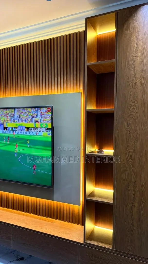 Modern Floating Tv Console Wall Cladding Design In Ghana