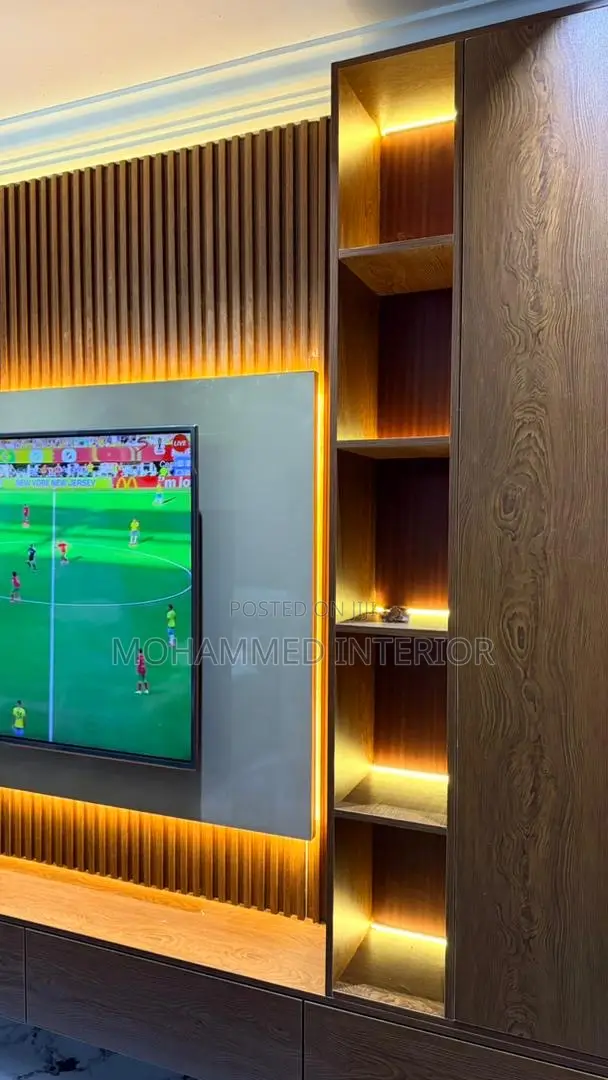 Modern Floating Tv Console Wall Cladding Design In Ghana