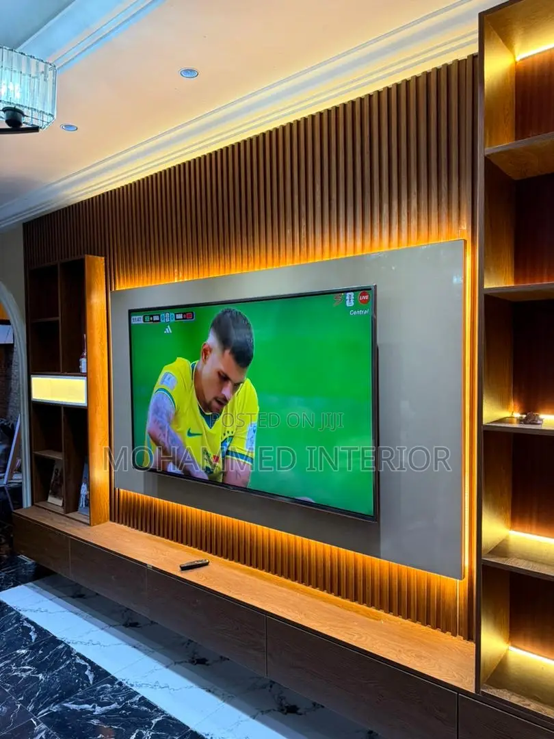 Modern Floating Tv Console Wall Cladding Design In Ghana