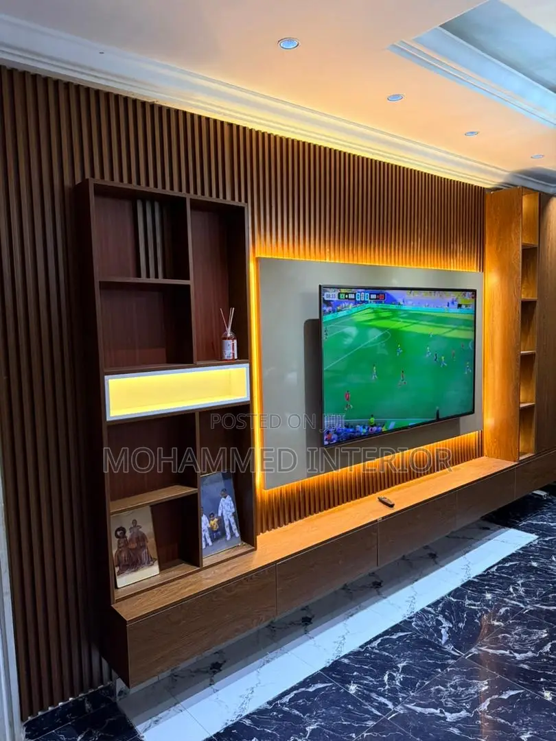 Modern Floating Tv Console Wall Cladding Design In Ghana