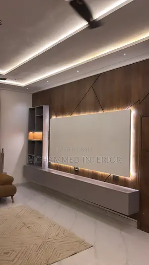 Modern Floating Tv Console Wall Cladding Design In Ghana