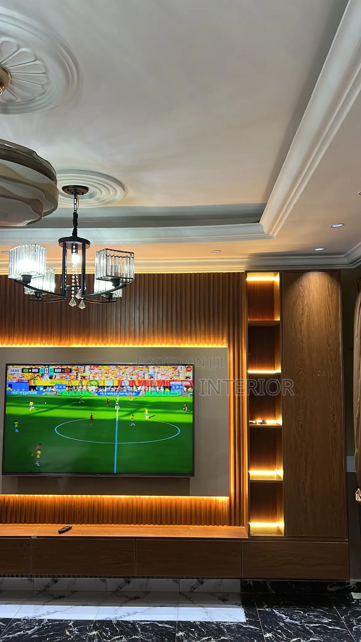 Modern Floating Tv Console Wall Cladding Design In Ghana