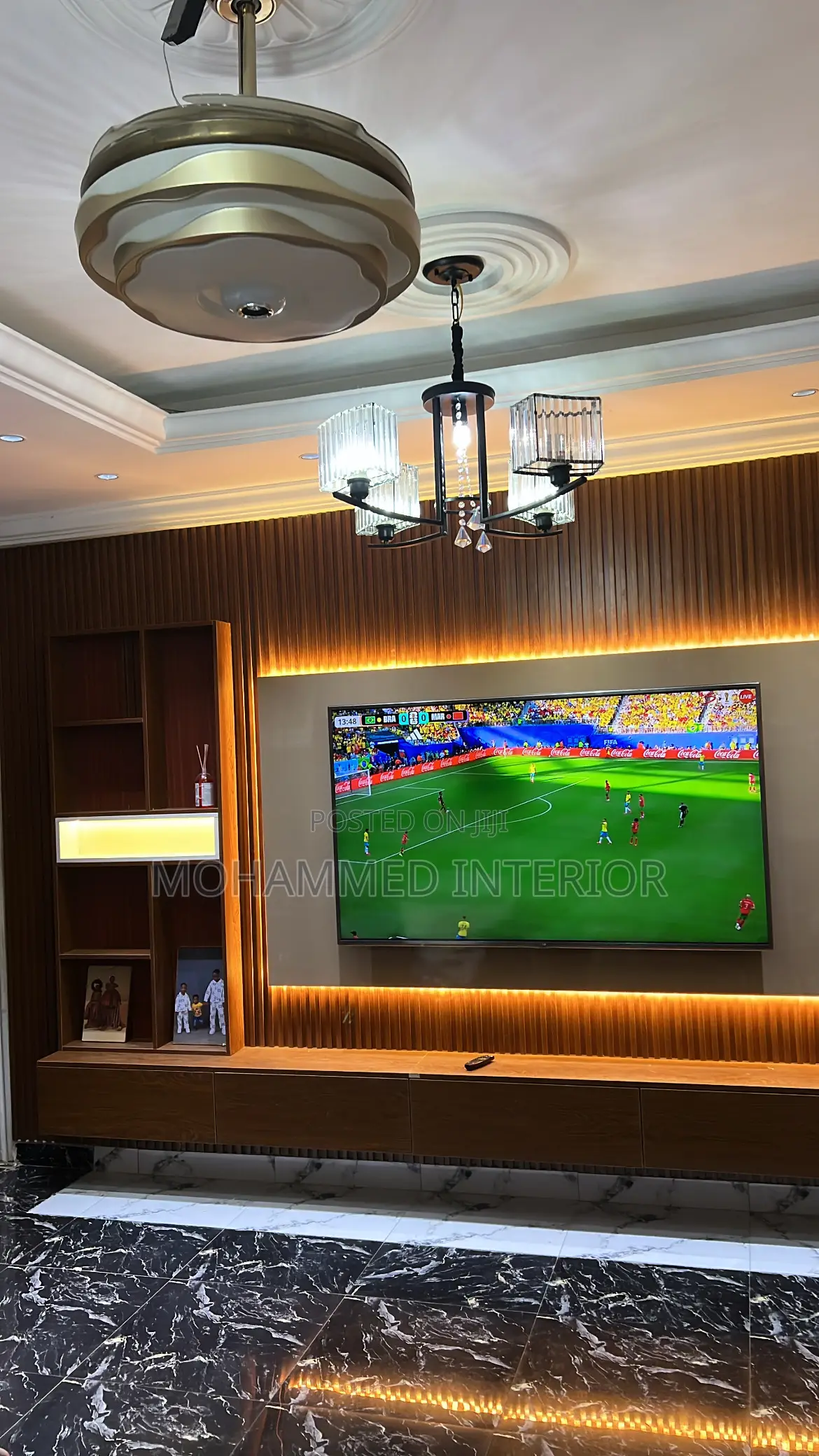 Modern Floating Tv Console Wall Cladding Design In Ghana