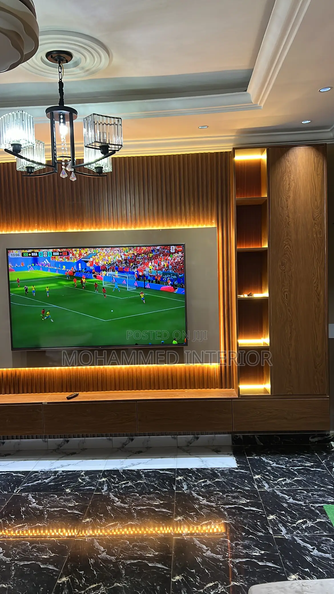 Modern Floating Tv Console Wall Cladding Design In Ghana