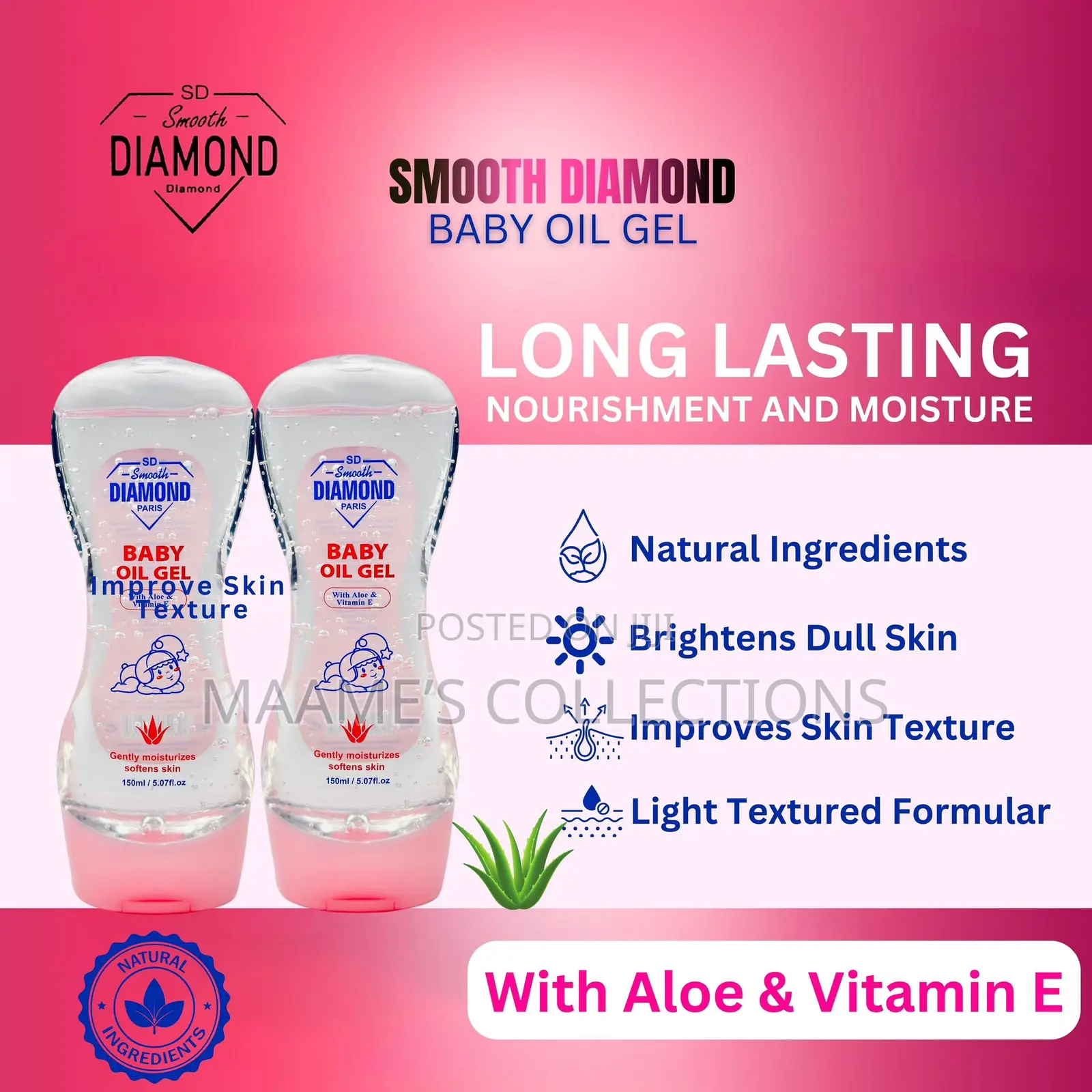 Smooth Diamond Baby Oil Gel With Aloe and Vitamin E