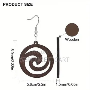 Wooden Earrings, Drop African Earrings, Lightweight Bohemian Style.