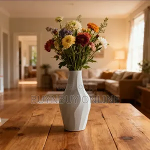 Plastic Flower Vase With Ceramic Texture Effect
