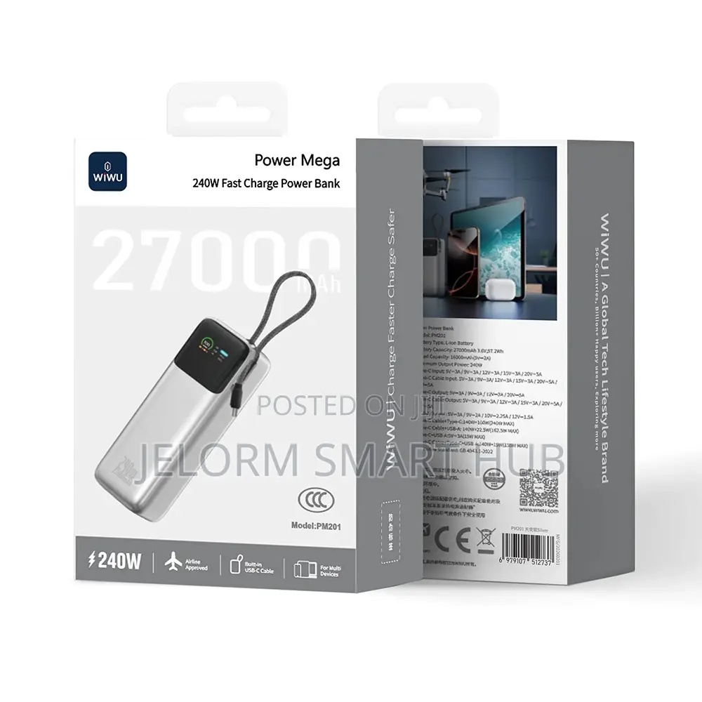 Wiwu Pm201 27000mah Power Mega 240w Fast Charge Power Bank