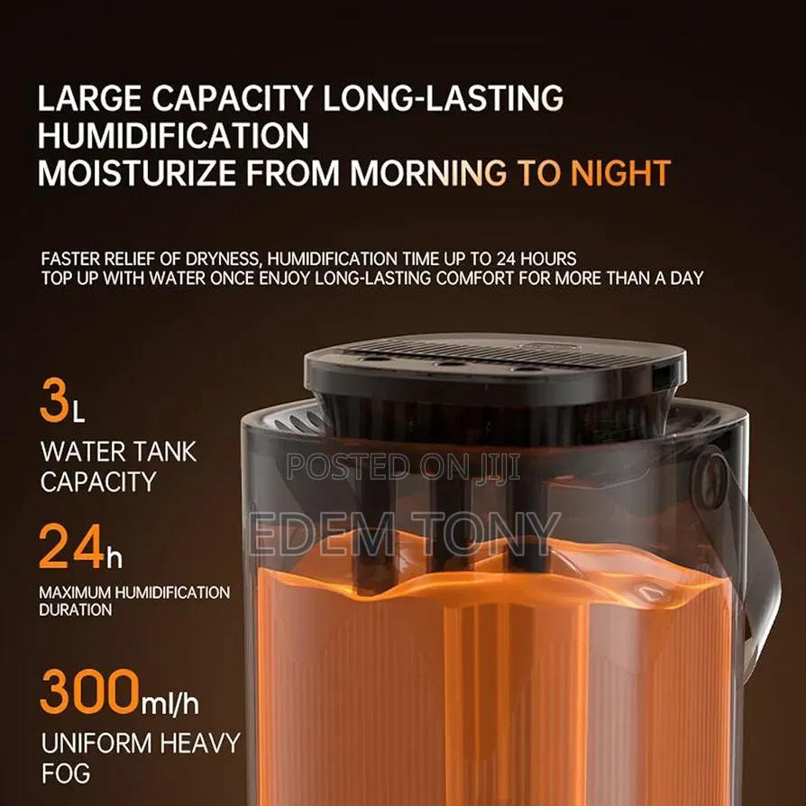 3-Liter Humidifier - Triple Spray Nozzles for Bedroom or Large Rooms