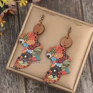 African Shaped Earrings, Wooden Lightweight Stylish Earrings
