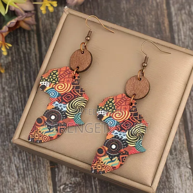 African Shaped Earrings, Wooden Lightweight Stylish Earrings