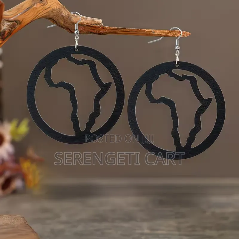 African Shaped Earrings, Wooden Lightweight Stylish Earrings