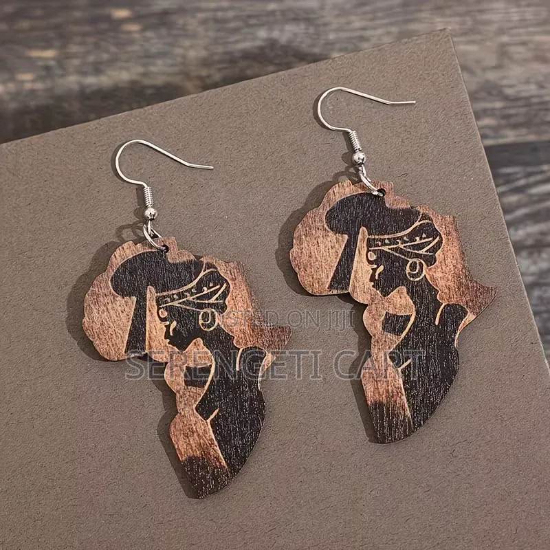 African Shaped Earrings, Wooden Lightweight Stylish Earrings