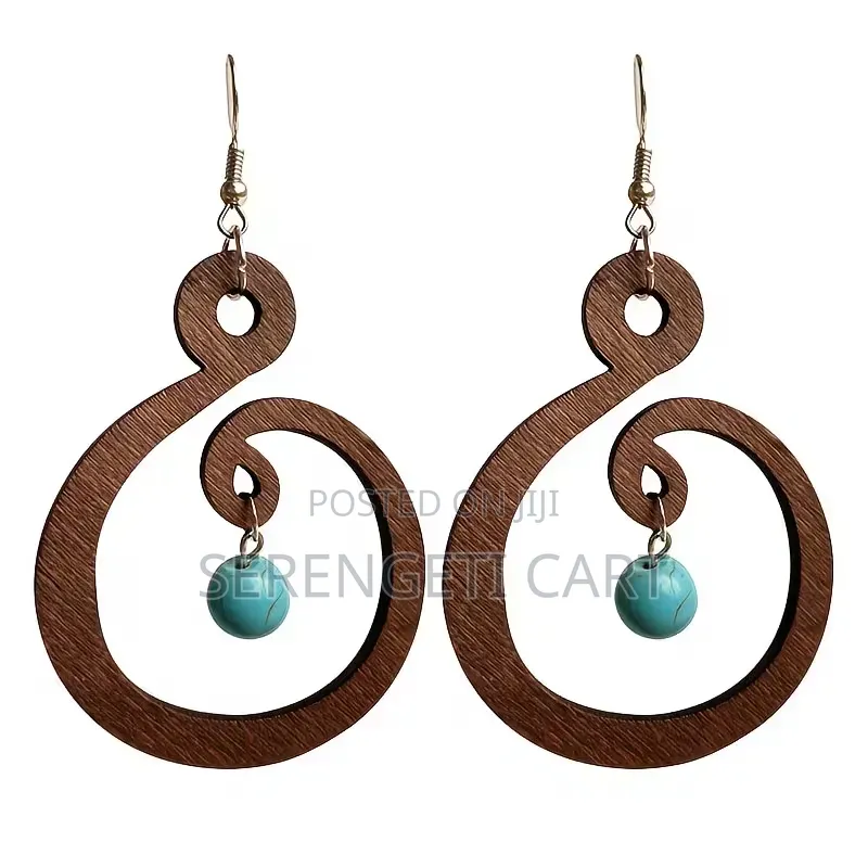Wooden Earrings, Drop African Earrings, Lightweight Bohemian Style.