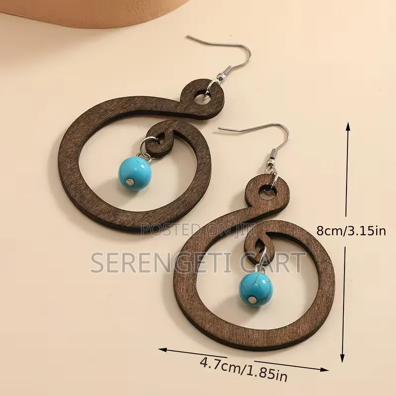 Wooden Earrings, Drop African Earrings, Lightweight Bohemian Style.