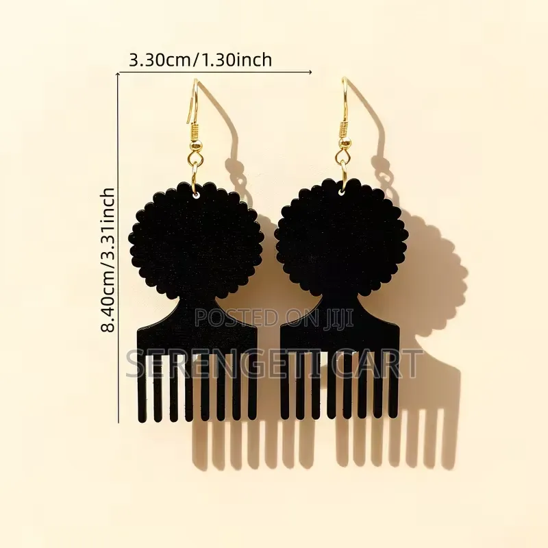 Wooden Earrings, Afro Shaped, African Inspired, Mixed Colours