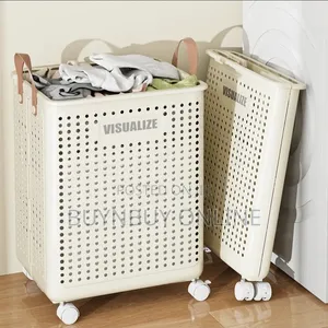 Large Collapsible Laundry Basket With Wheels and Handle