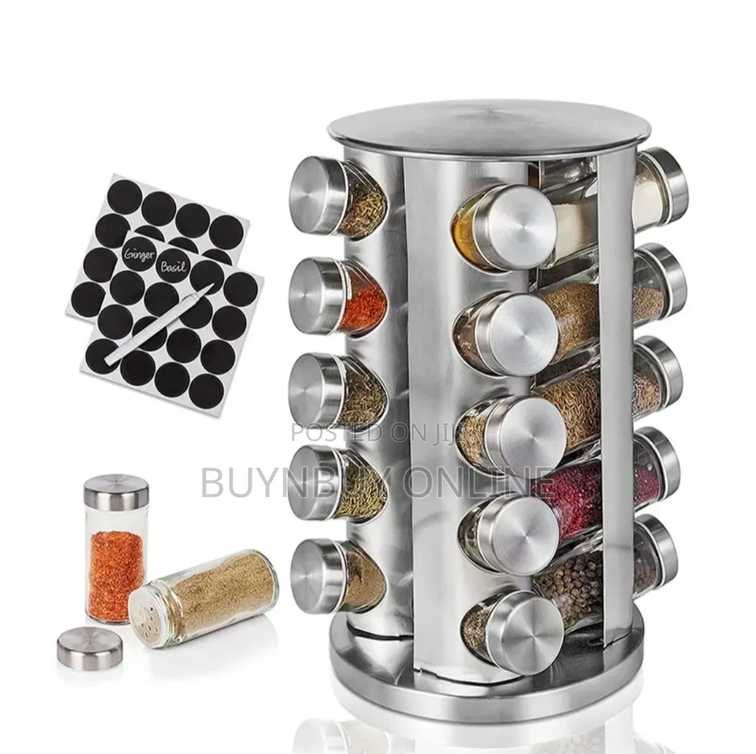 Revolving Spice Rack Set With Spice Jars