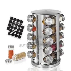 Revolving Spice Rack Set With Spice Jars