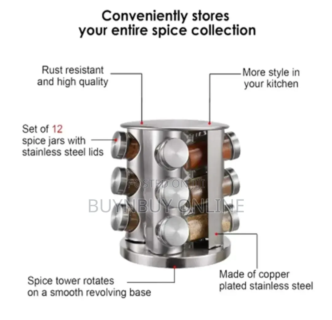 Revolving Spice Rack Set With Spice Jars