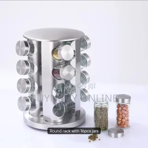 Revolving Spice Rack Set With Spice Jars