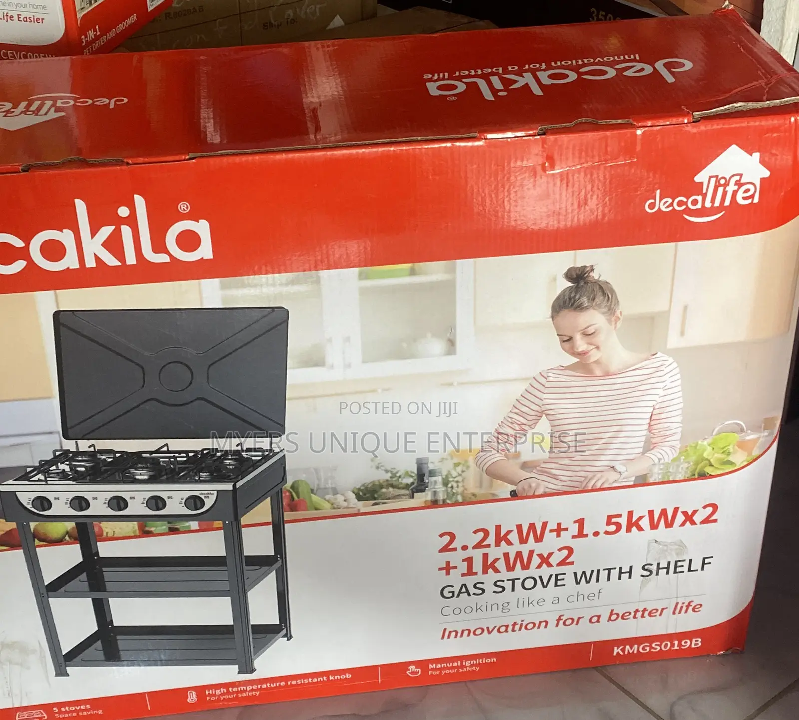 Decakila Gas Stove With Shelf-2 Tier Storage Stand