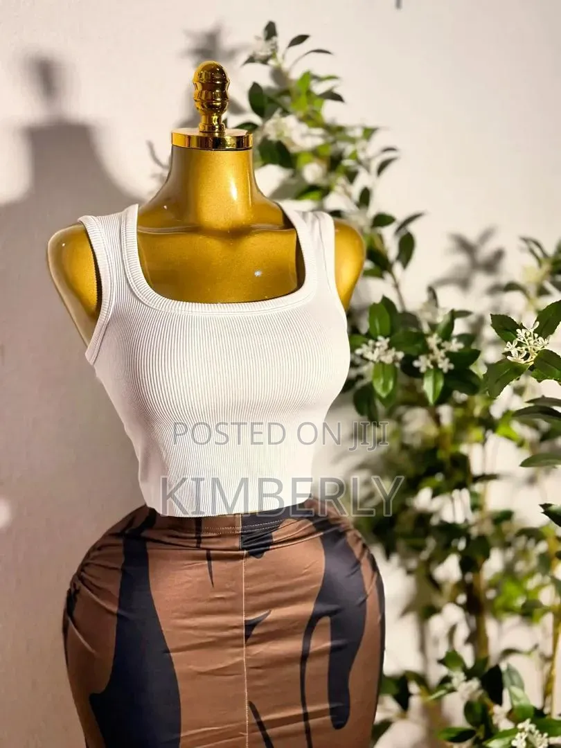 White Ribbed Sleeveless Crop Top