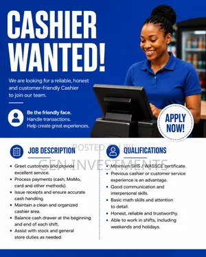 Wanted - Cashiers