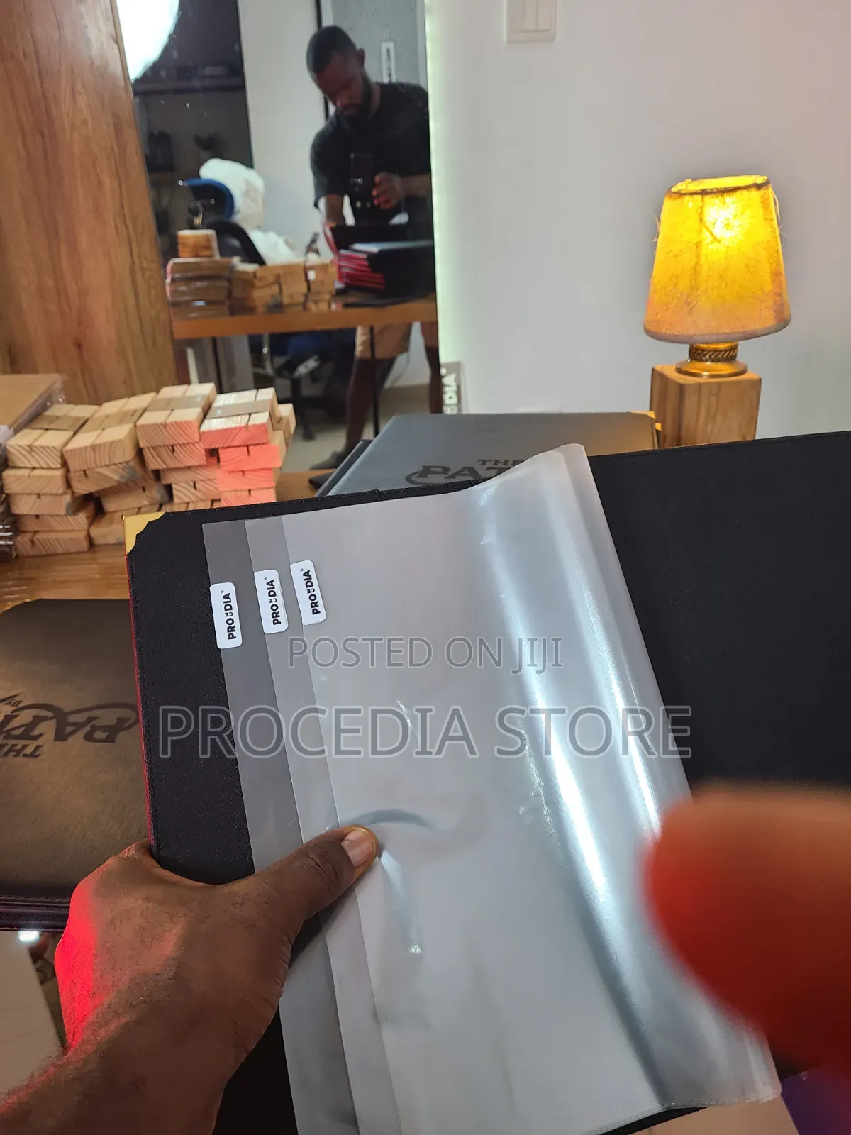 A4 Black Leather Menu Cover Dual Holder for Hotel Restaurants