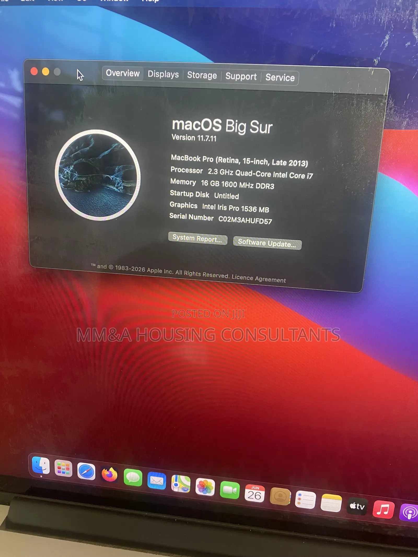 Laptop Apple MacBook Pro 16GB Intel Core i7 SSD 500GB