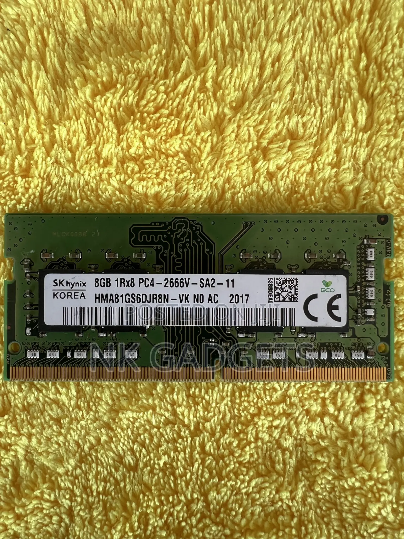 Sk Hynix 8gb 1rx8 Pc4-2666v-Sa2-11 Laptop Ram / Hma81gs6djr8n-Vk