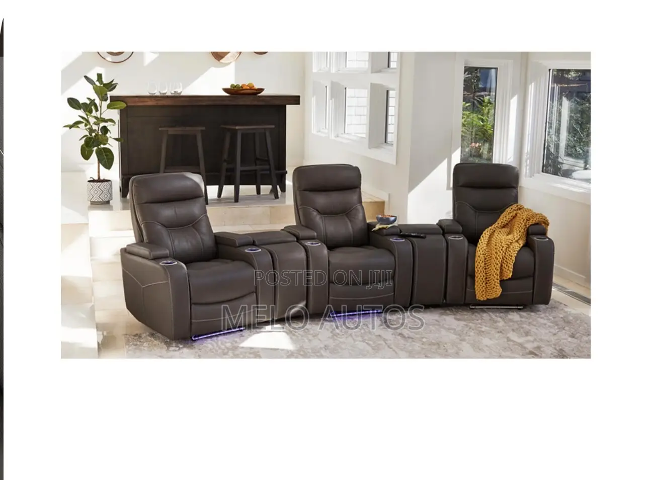 10-Pc Leather Theater Electric Recliner Sofa