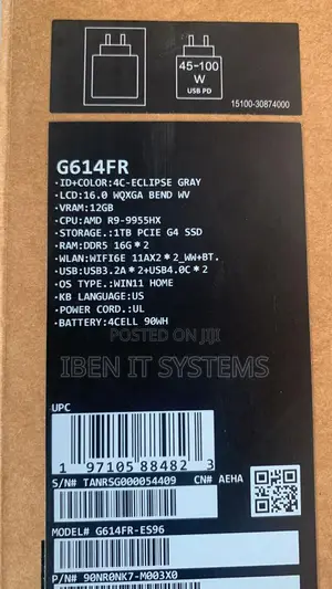 New Laptop Asus ROG Strix G16 32GB Intel Core Ultra 9 SSD 1T