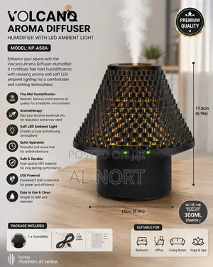 Volcano Aroma Diffuser Humidifier With Led Ambient Light
