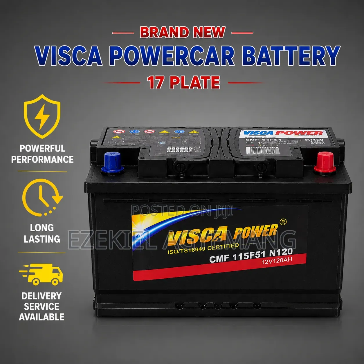 Brand New 17 Plate Visca Power Car Battery