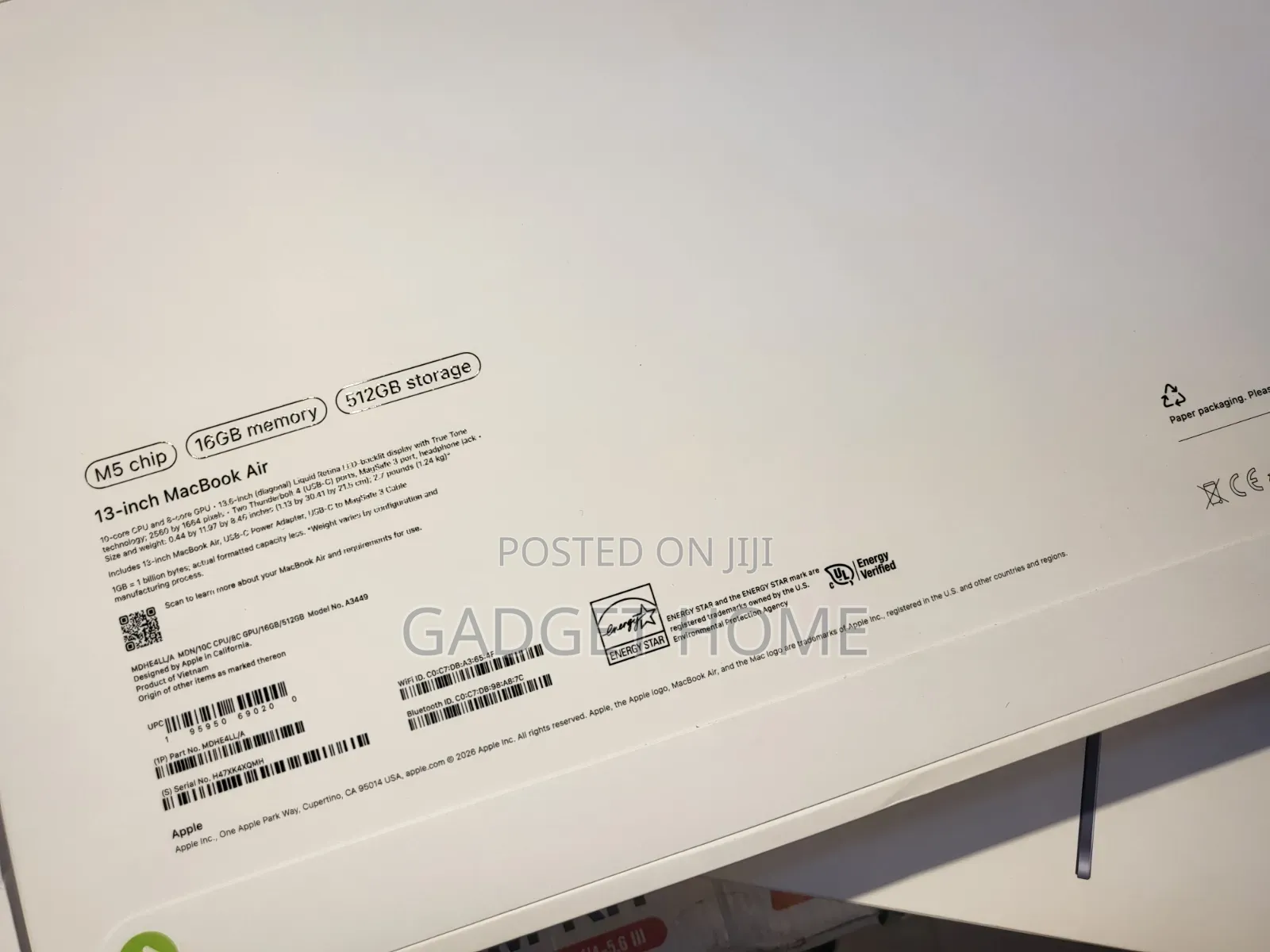 New Laptop Apple MacBook Air 16GB Apple M5 SSD 512GB
