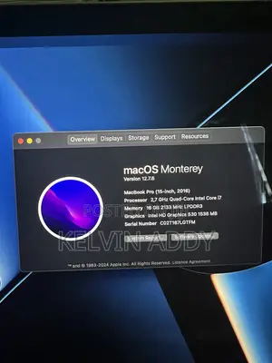 Laptop Apple MacBook Pro 16GB Intel Core i7 SSD 500GB