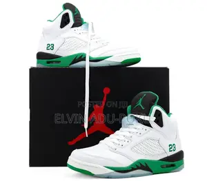 Nike Air Jordan 5 Retro “ White | Lucky Green “ Sneakers