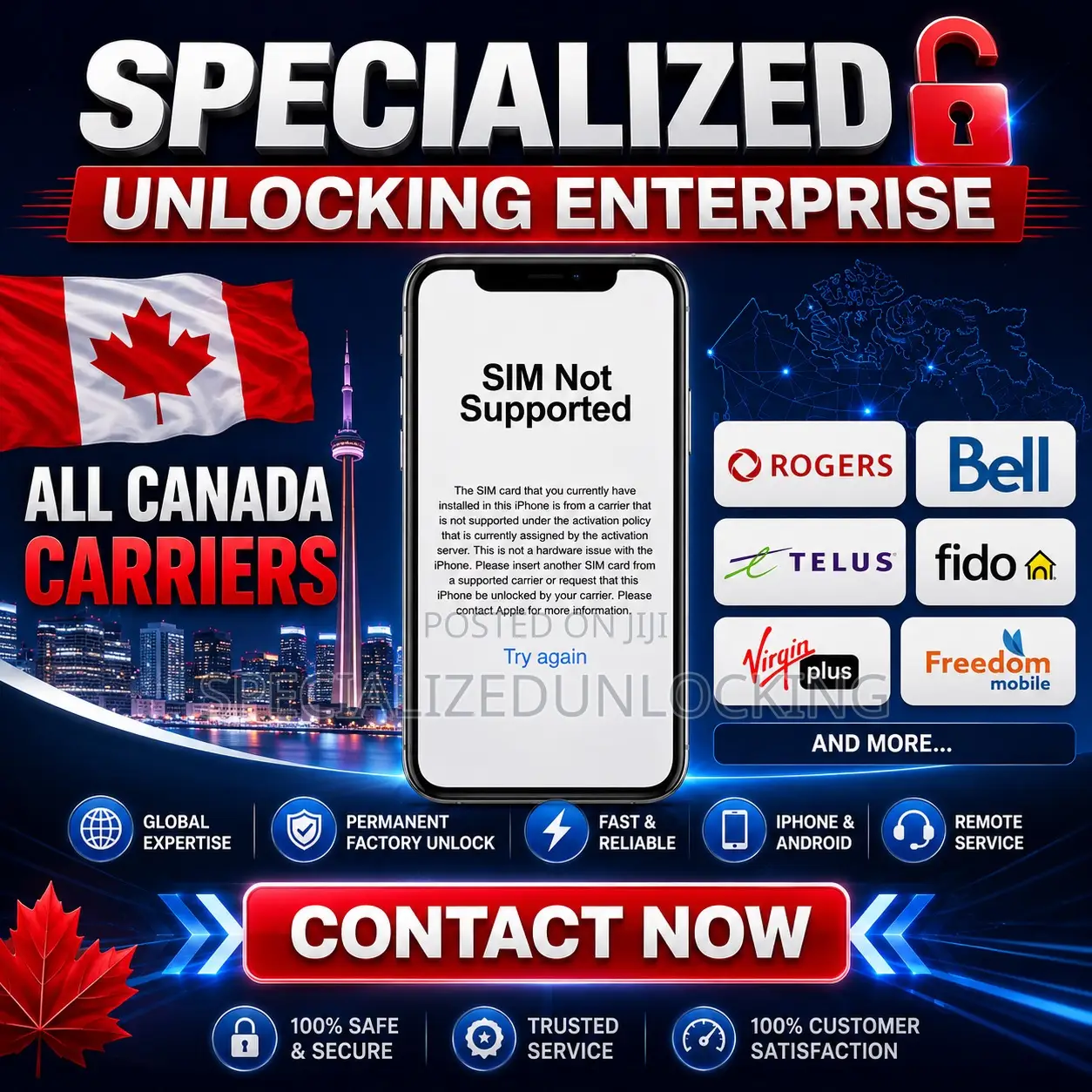 Canada Sim Unlocking Permanent All Carriers Network