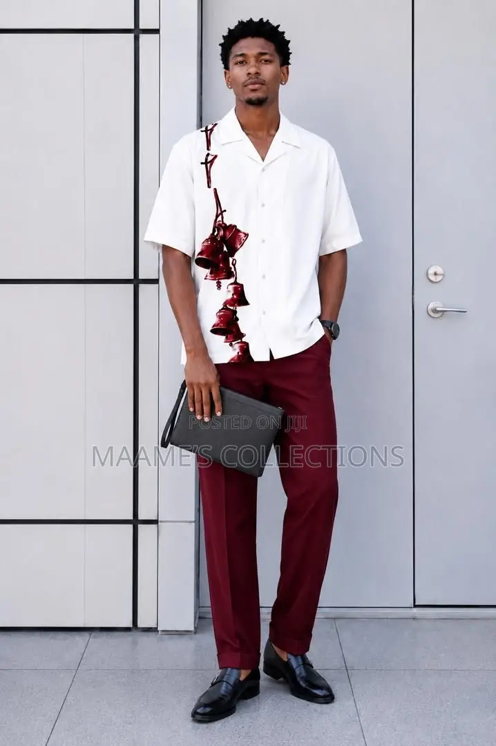 Aknotic Men's Printed Casual Short Sleeve Shirt and Down Set