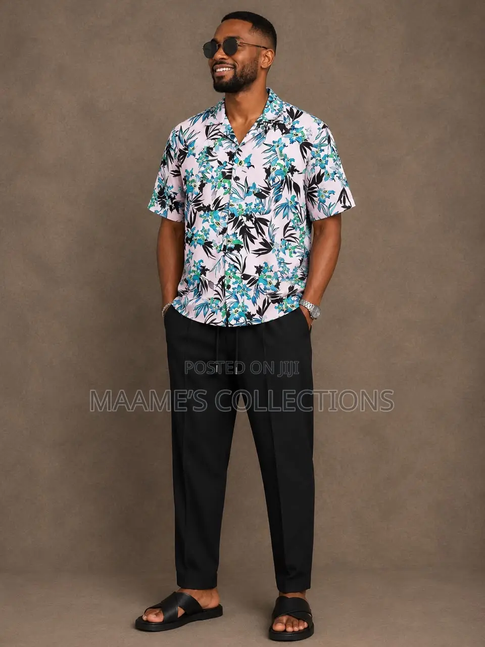 Aknotic Men's Printed Casual Short Sleeve Shirt and Down Set