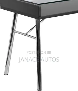 Bretford Desk, Metal, Clear Glass Top/Chrome Frame