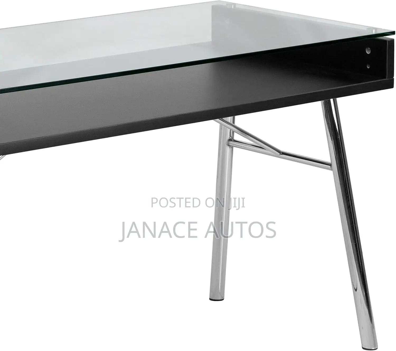 Bretford Desk, Metal, Clear Glass Top/Chrome Frame