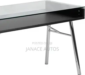 Bretford Desk, Metal, Clear Glass Top/Chrome Frame