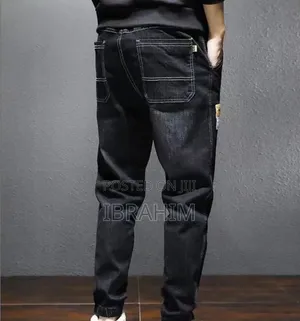Comfortable Perforated & Elastic Jeans-styled Jogger Pants