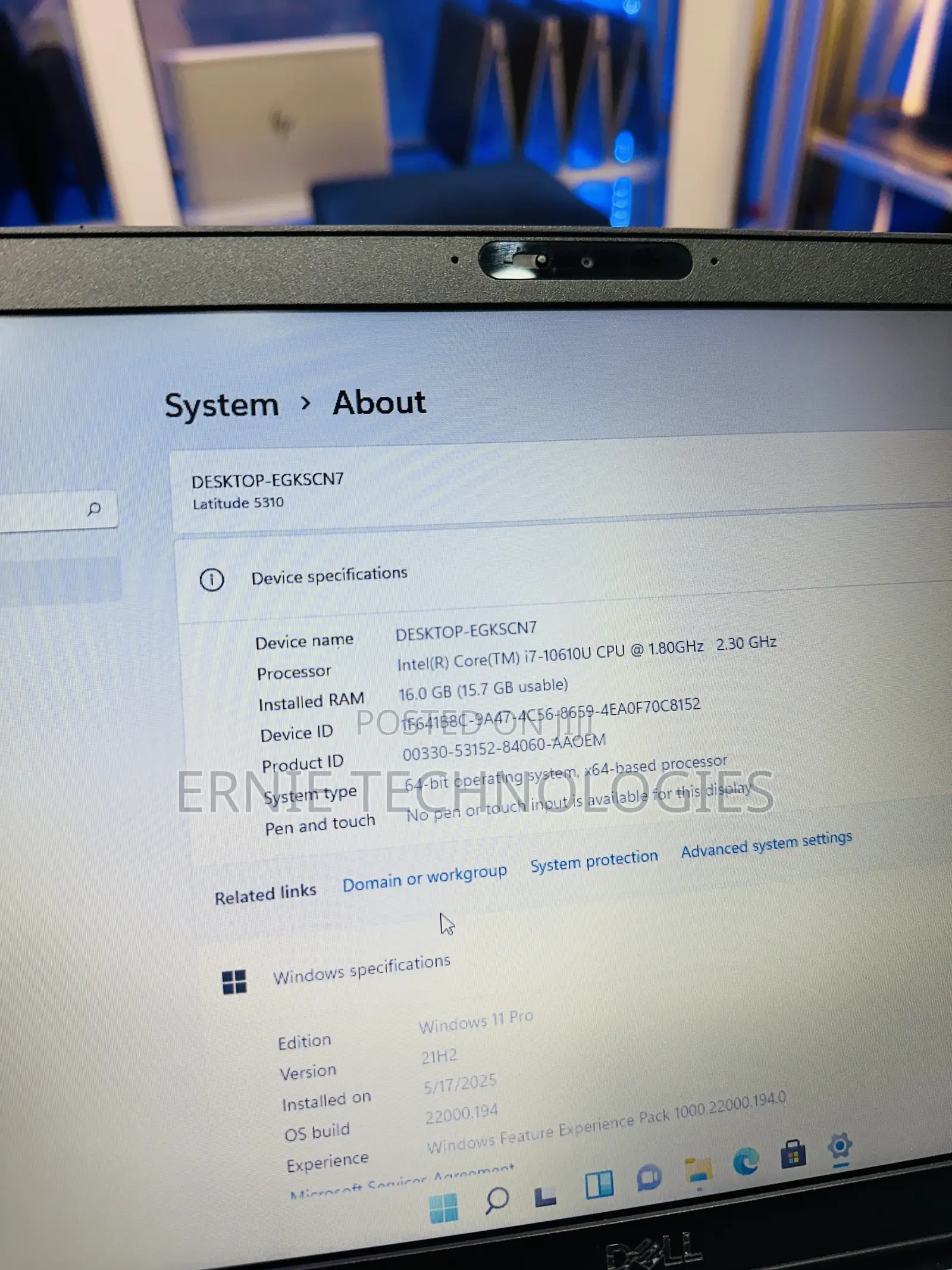 Laptop Dell Latitude 5310 16GB Intel Core i7 SSD 256GB