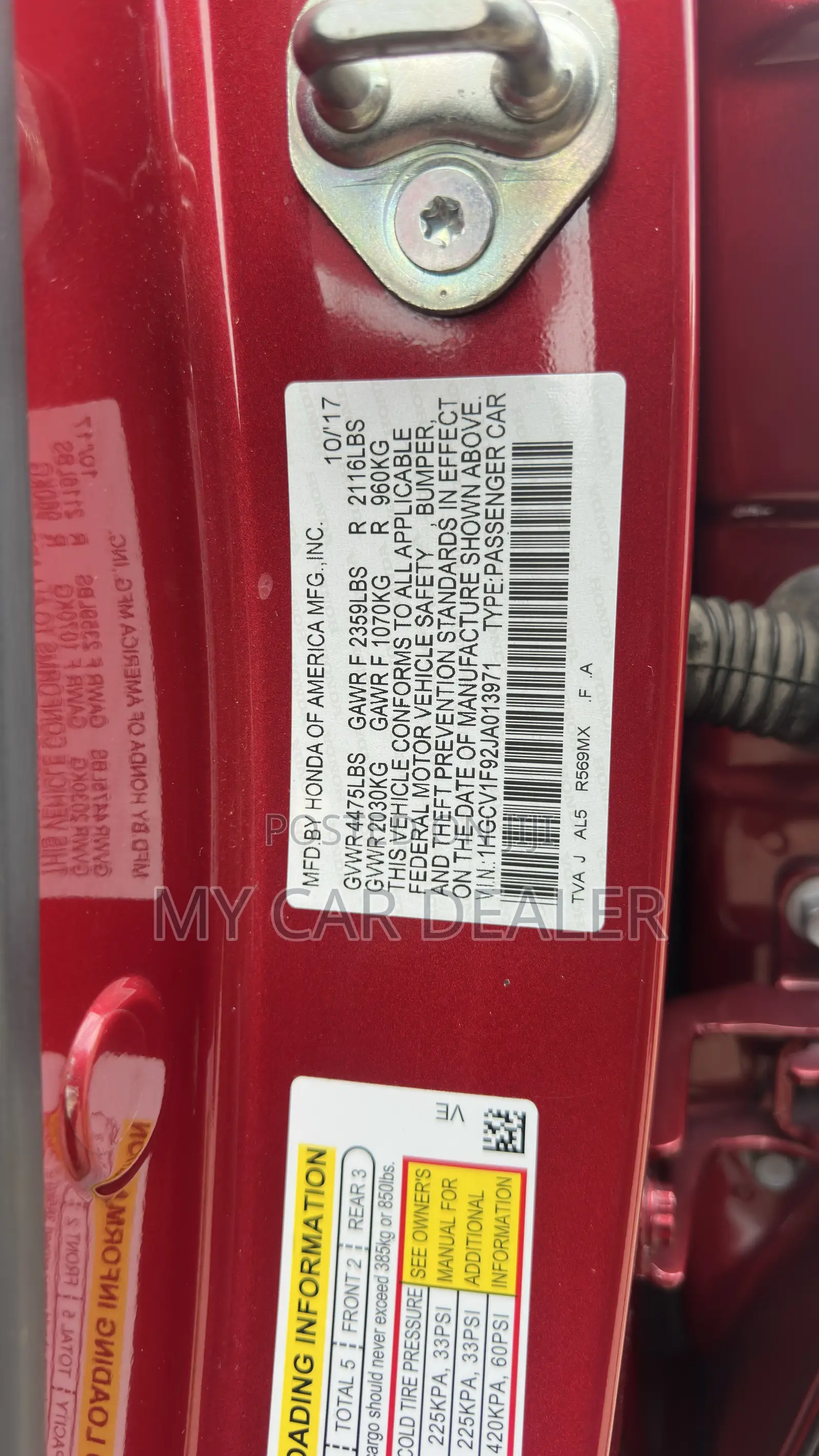 Honda Accord Touring 2018 Red