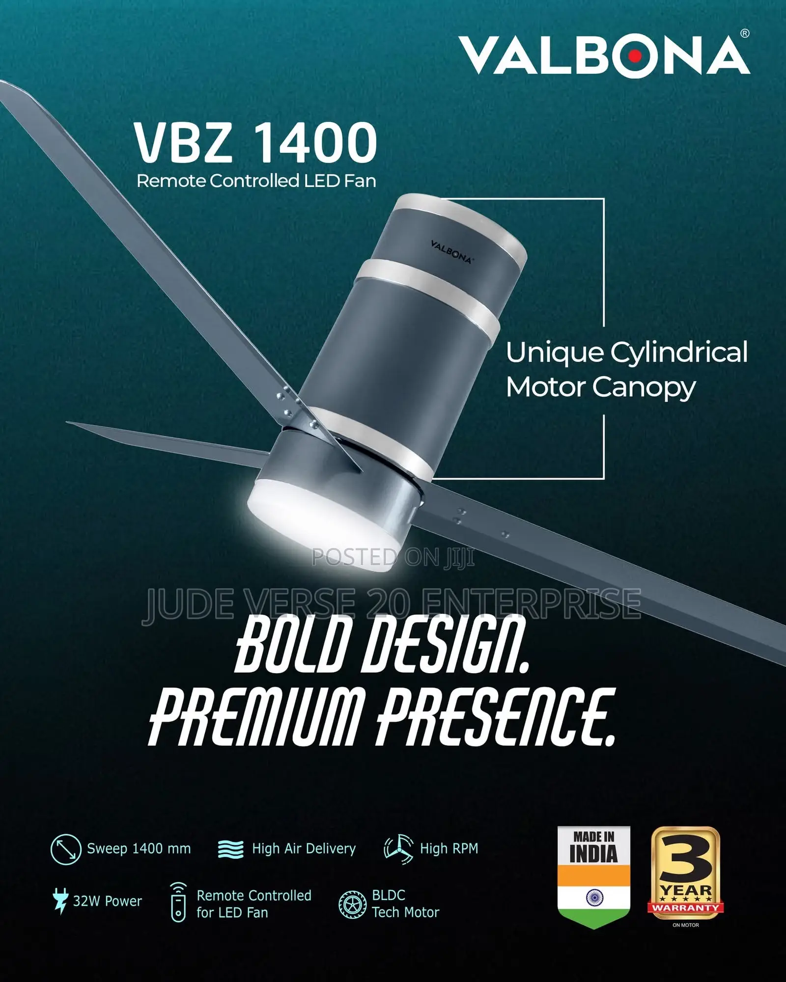 Valbona VBZ 1400mm Fan With Led Light and Remote Control