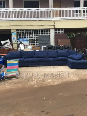 Army Blue Suede Master Sofa Large